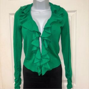 Ruffled Collar Green Cardigan from INC
